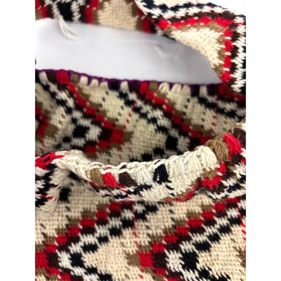 VTG Handmade Crocheted Hand Woven Purse Zigzag - Picture 3 of 16